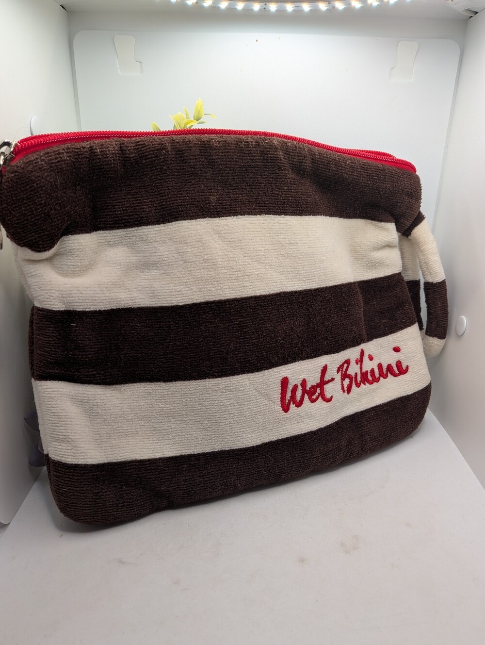 Henri Bendel Terry Cloth "Wet Bikini" Striped Beach Pouch Bag